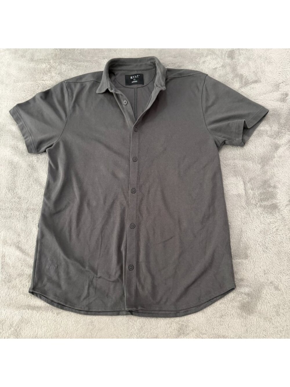 Bylt Lux Gray Short Sleeve Collared Button Down Shirt Mens LARGE